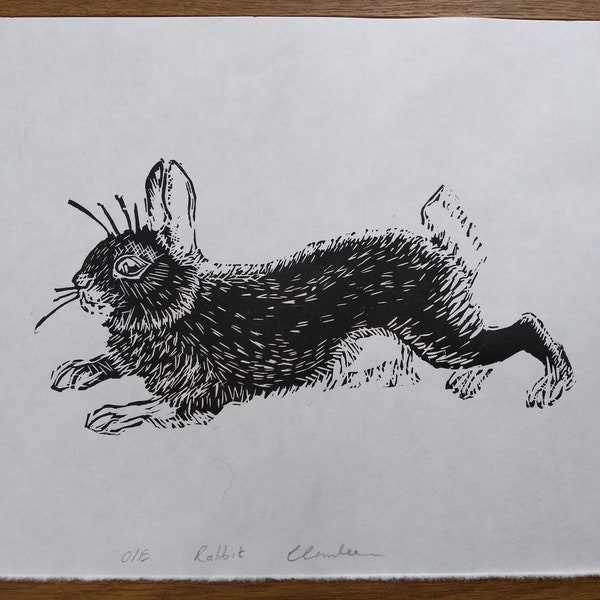 Rabbit Linocut Print