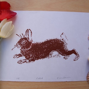 Rabbit Linocut Print
