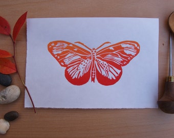 Original Butterfly Linocut print