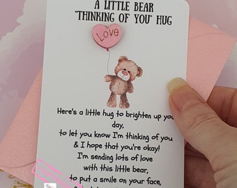 Pocket Hug |  Thinking of You Gift | Wooden Token | Keepsake | Novelty Gift Idea | Teddy Bear | Cute Gifts