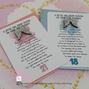 Abrazo de bolsillo desde el cielo en tu cumpleaños especial / Cumpleaños especiales 18 al 21 / Carta del cielo / Regalo de cumpleaños / Duelo / Recuerdo