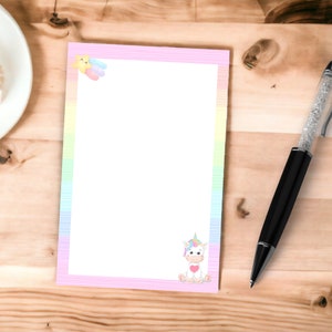 Notepad | Writing Pad | Memo Pad | Notes | A6 | Unicorn | Stationary | Cute | Shopping List | To Do List