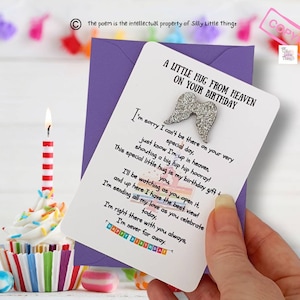 Pocket Hug From Heaven pour votre anniversaire | Câlin de poche | Lettre du Ciel | Cadeau d'anniversaire | Deuil | souvenir | Cadeau de sympathie | Perte