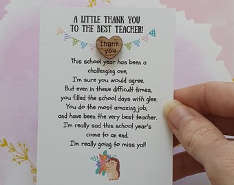 Teacher Thank You Gift: Pocket Hug with Wooden Heart Keepsake