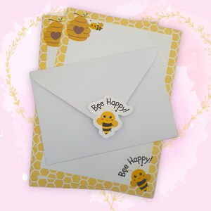 Set per scrivere lettere / Bee Happy / Carta da lettere A5 con buste / Carta per appunti / Amico di penna / Happy Mail / Cartoleria / A tema Bumblebee