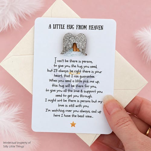 Pocket Hug From Heaven | Angel Wings Keepsake Card (Bereavement Gift)