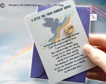 Pocket Hug | Horse Loss | Pony Loss | Rainbow Bridge  | Pet Loss | Keepsake | Death of a Pet | Sympathy Card | Condolences | Memento