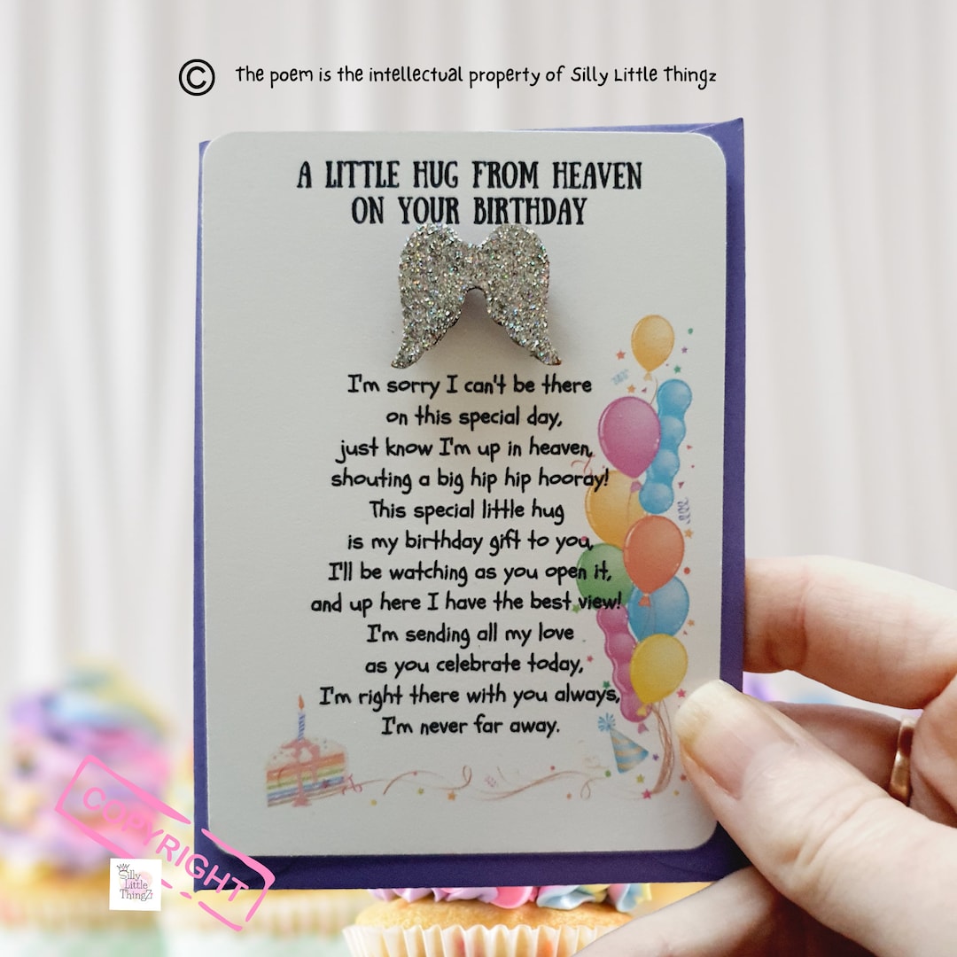 Pocket Hug From Heaven on Your Birthday Pocket Hug Letter From Heaven Birthday Gift Bereavement