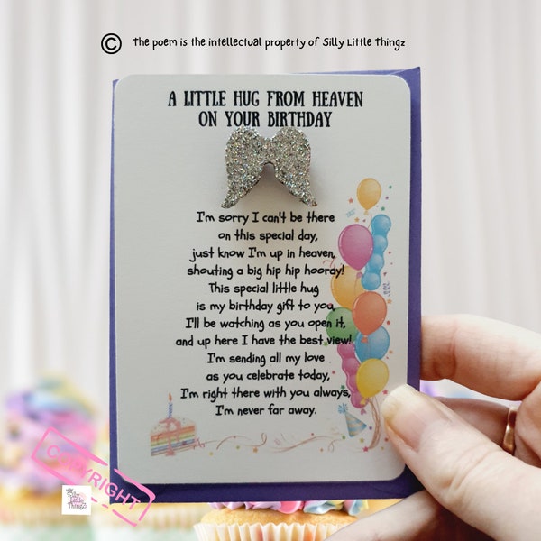 Pocket Hug From Heaven on your Birthday | Pocket Hug | Letter from Heaven | Birthday Gift | Bereavement | keepsake | Sympathy Gift | Loss