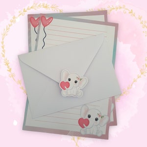 Set per scrivere lettere / Elefantino carino / Carta da lettere A5 con buste / Carta per appunti / Amico di penna / Happy Mail / Cancelleria