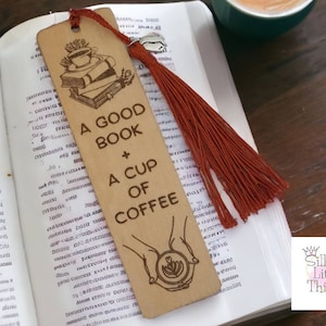 Bookmark | Coffee Lovers | Book Lovers | Page Marker | Wooden Bookmark | Laser Engraving | Coffee and a Good Book