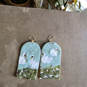 Handmade Polymer Clay Statement Earrings: 14k Gold Filled
