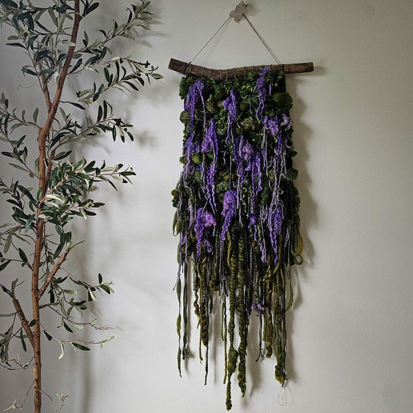 Wisteria, Woven Wall Hanging, Wall Hanging, Nursery Wall Decor, Fiber Art, texture wall hanging