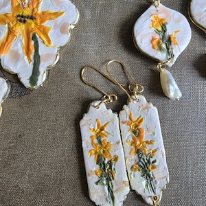 Handmade Polymer Clay Earrings: 18k Gold Plated, Lightweight