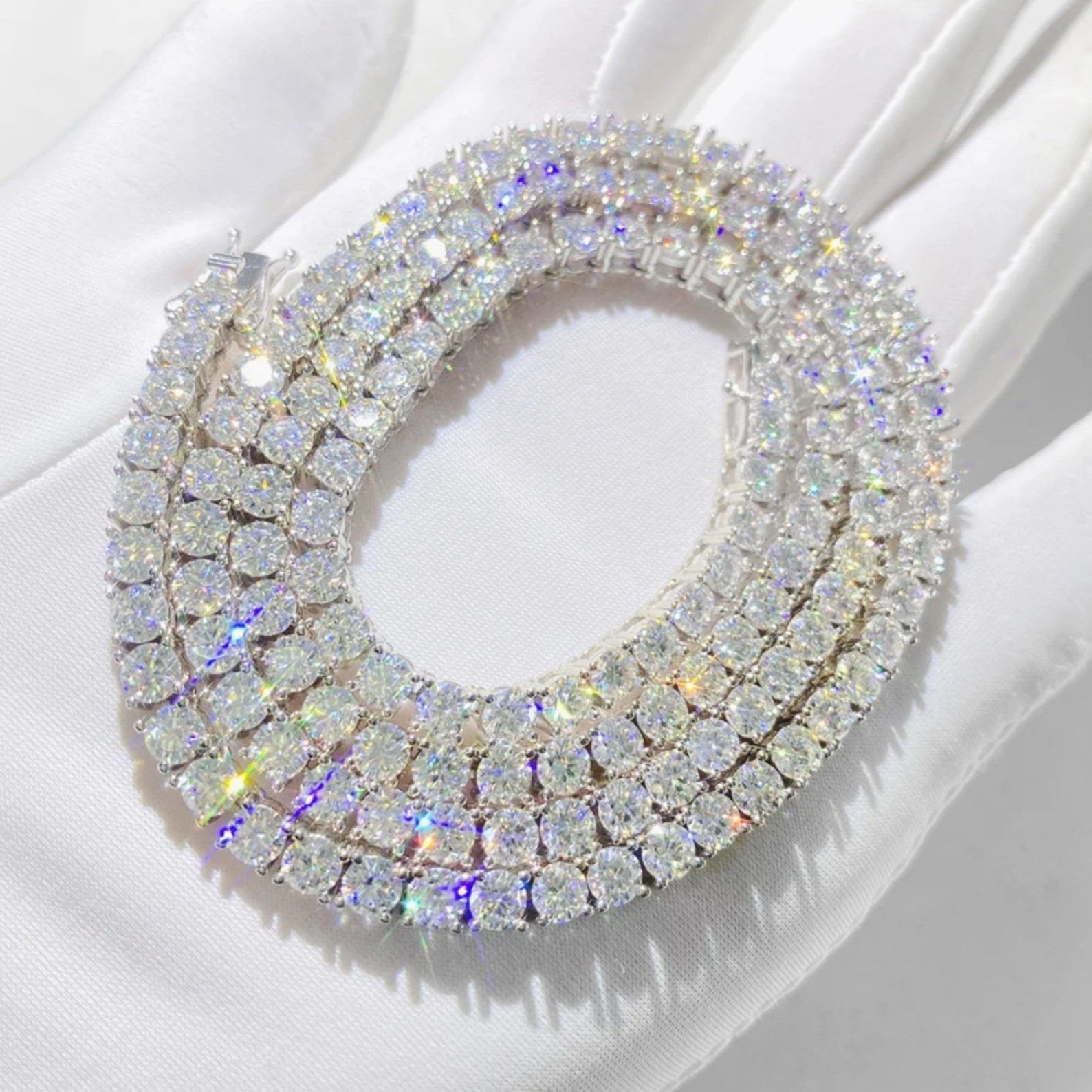 5mm Moissanite Diamond Tennis Chain 4075.5tcw 925 Sterling Etsy