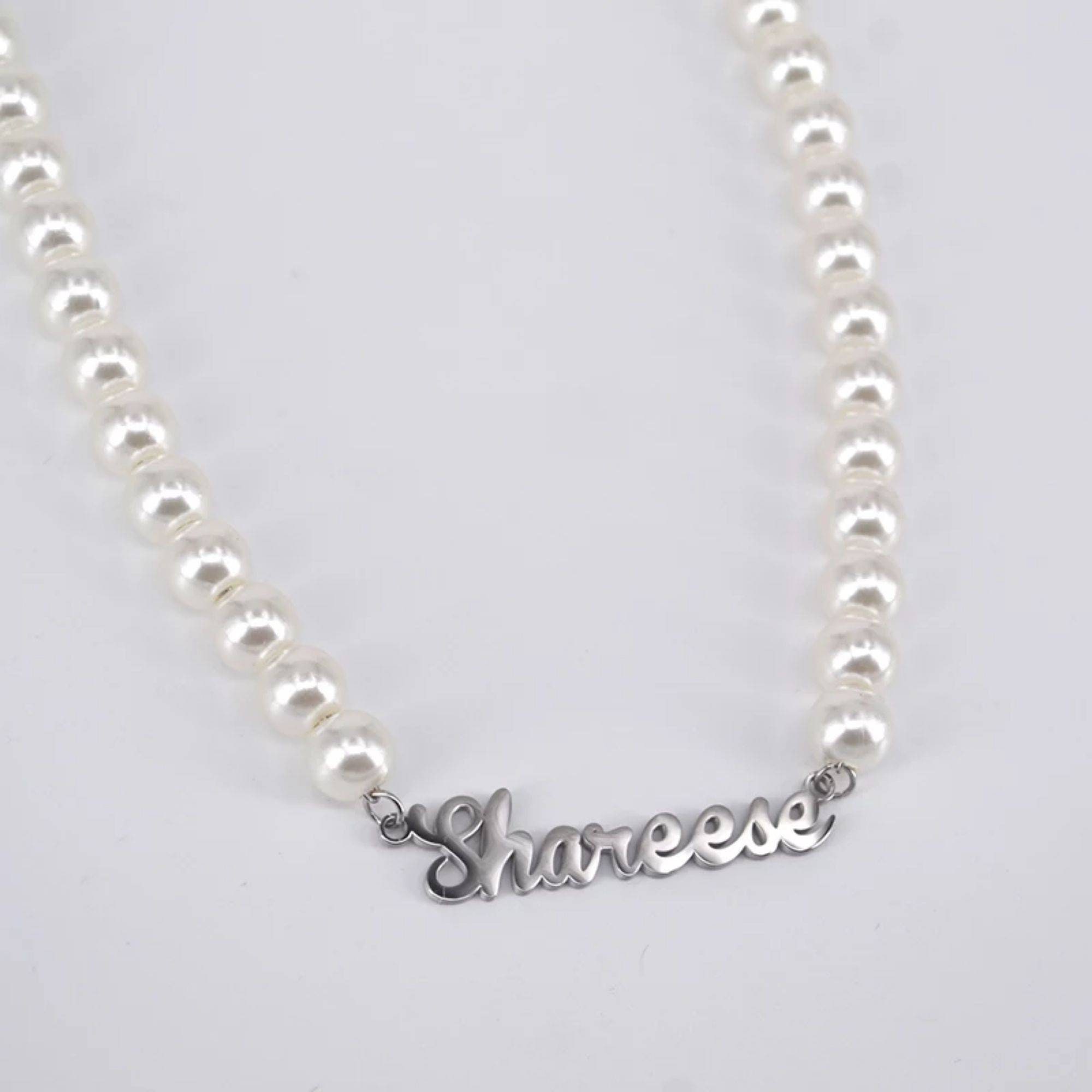 Custom Pearl Name Necklace 25 Fonts Dainty Pearl Choker Etsy