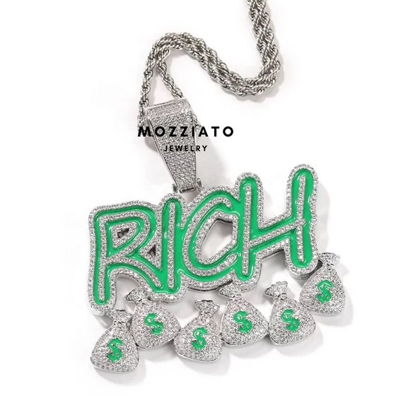 Glow in the Dark RICH Pendant Iced Out 