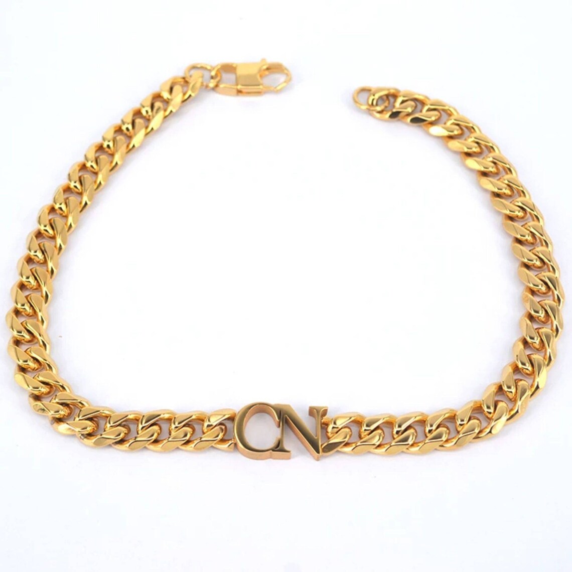 Gold cuban link name necklace Clearance