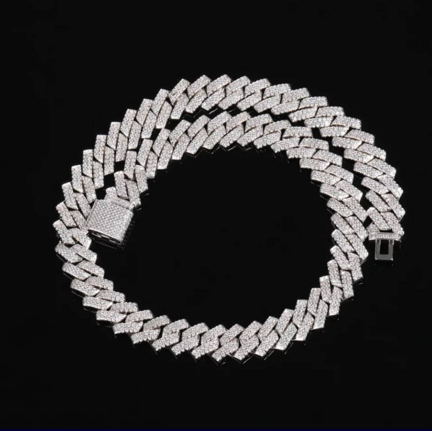 13mm Diamond Prong Link Chain Iced Out 