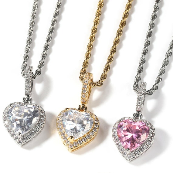 Dainty Icy Heart Cuban Link Choker 