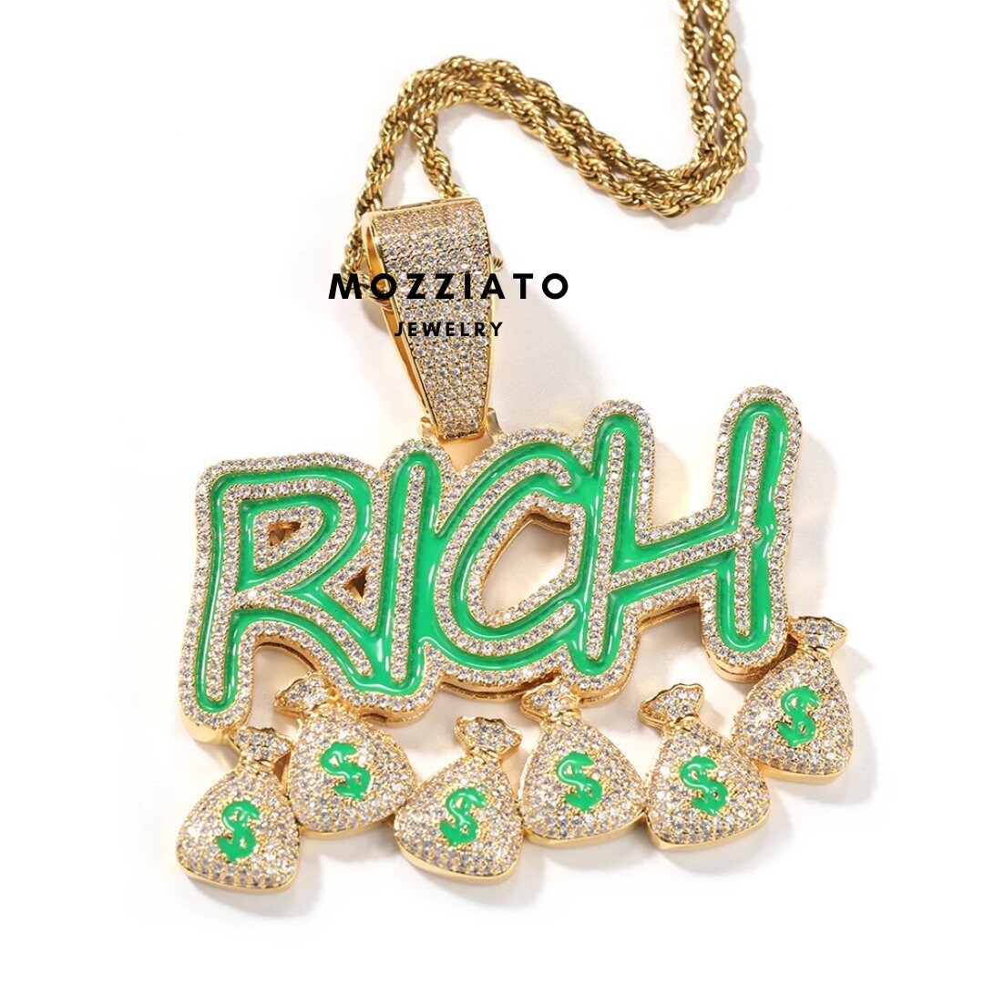 Glow in the Dark Diamond Miami Cuban Chain Gold 20" Icy House of Trap 3D Pendant 