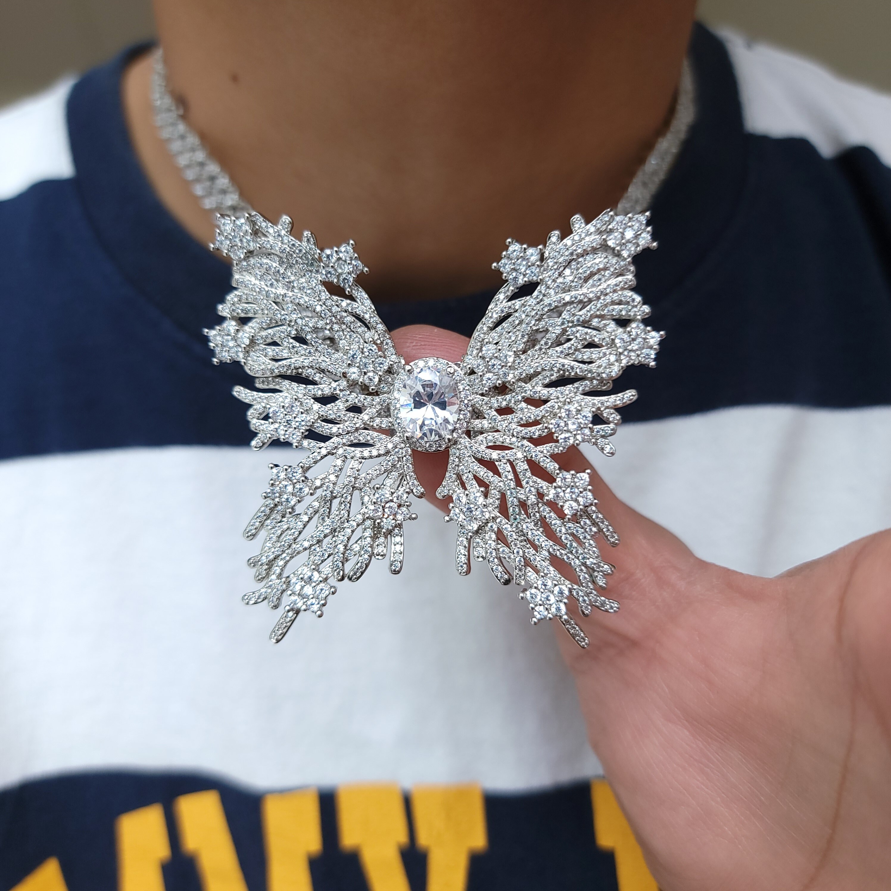 Icy Butterfly Miami Cuban Link Necklace 