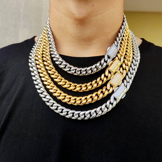 12mm Miami Cuban Link Chain 18K Gold 