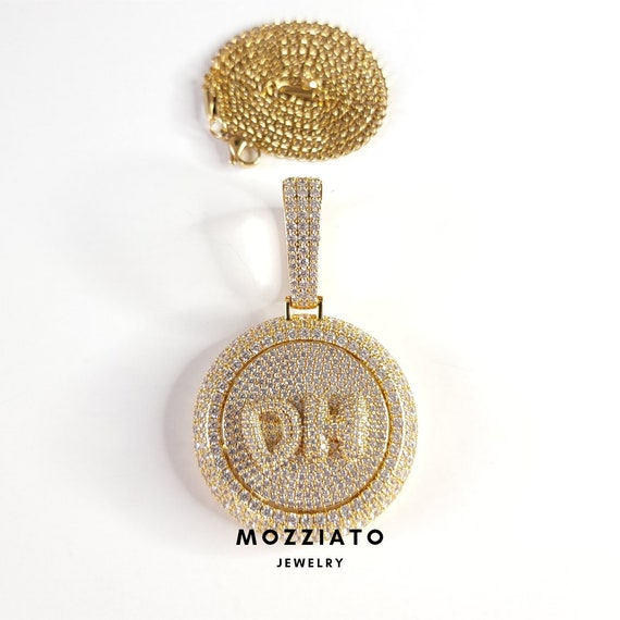Custom Spinner Initial Necklace Iced 