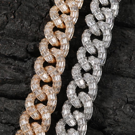 Baguette Miami Cuban Link Chain - Etsy 