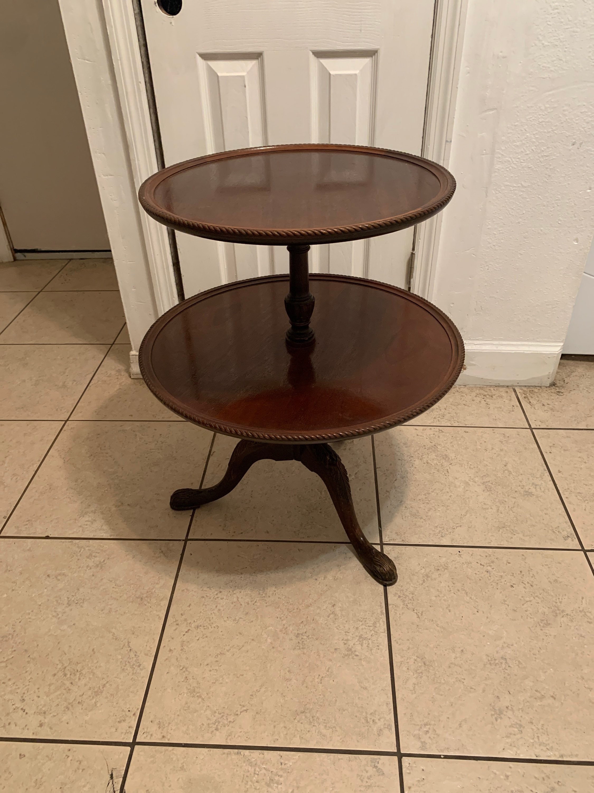 French modern mahogany 4 tier pivoting mexique table style of