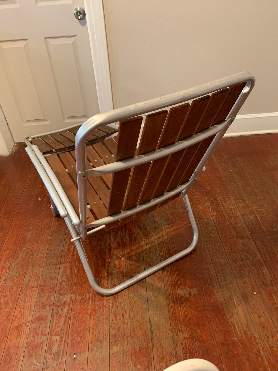 Vintage MCM Patio Aluminum Chaise Lounge Redwood Wood Slats Etsy