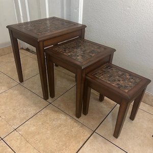 Wood Nesting Tables with Glass Mosaic Style nesting tables