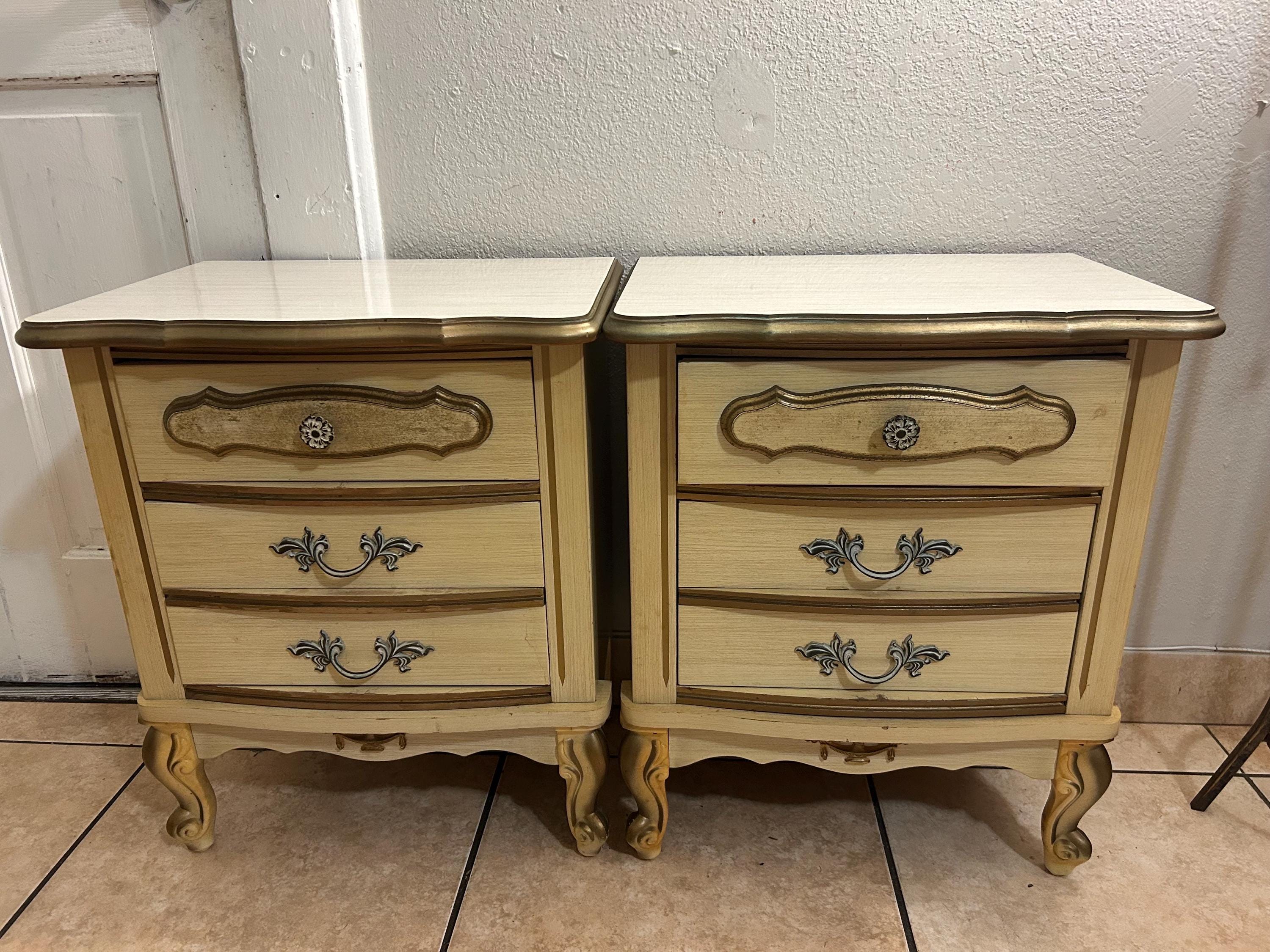 Vintage Se of 2 Nightstand 70s Sears Bonnet Hollywood Regency