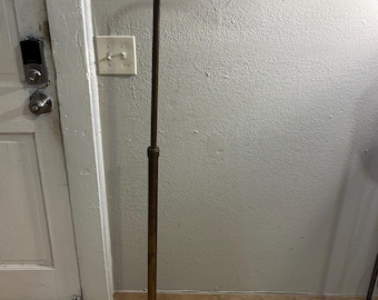 Vintage Patinated Brass Adjustable Height Pharmacy Floor Lamp