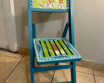 Art Hand Painted Sea Life folding chair
