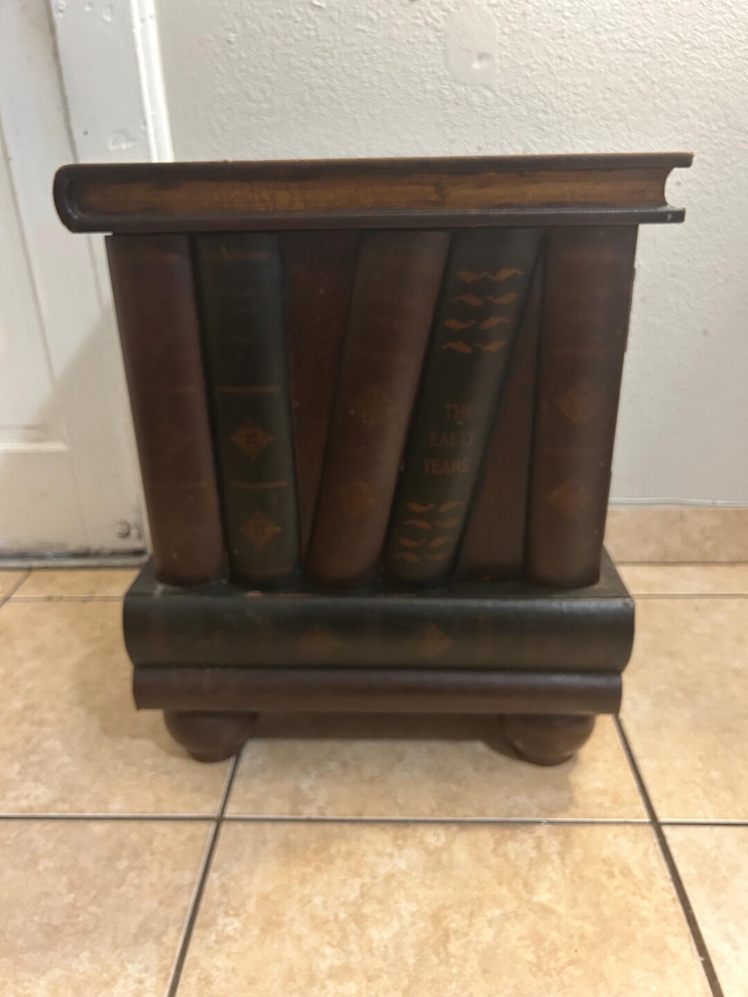 Vintage Regency Style Leather Faux Book Stack Side Table - Etsy