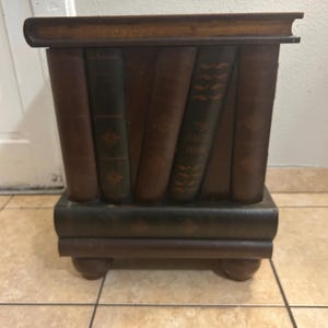Vintage Regency Style Leather Faux Book Stack Side Table - Etsy