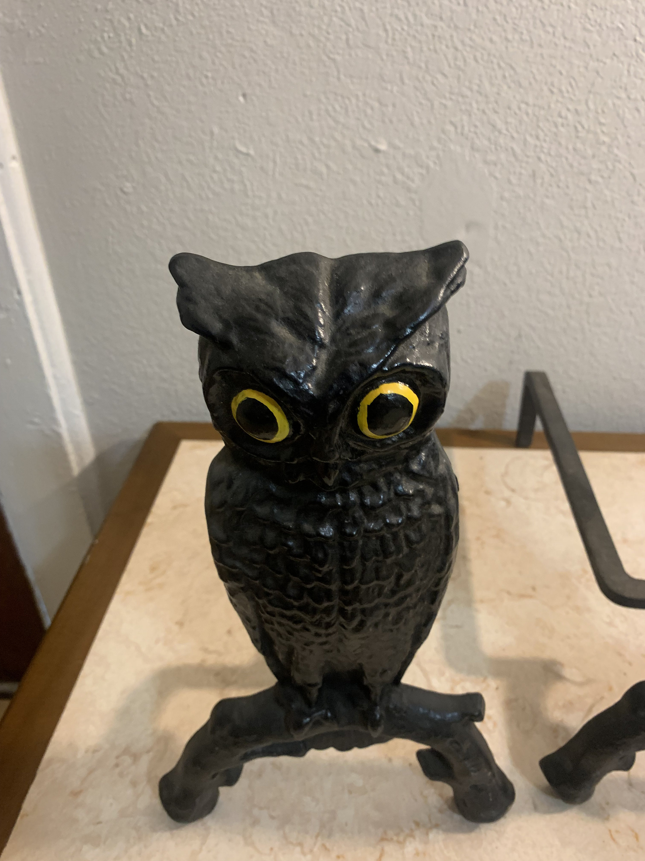 Vintage Antique OWL Cast Iron FIREPLACE ANDIRONS Etsy