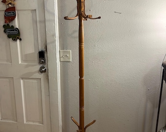 Porte-manteaux et chapeaux vintage en bois courbé / Arbre d'entrée H 71 po.