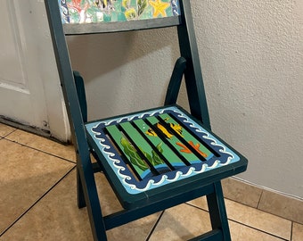 Art Hand Painted Sea life, folding chair