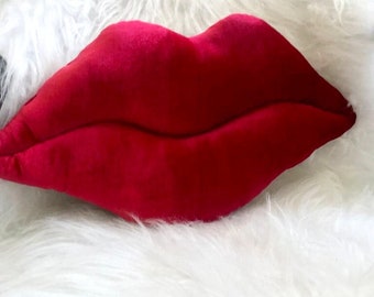 New years gift, LIPS Pillow, Dark Red  Pillow in Shape of Lips  Kiss Pillow  Decorative Pillow  Red Velvet  Pillow ,