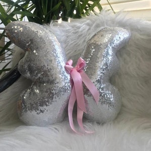 Pailletten Schmetterling Kissen: Kuscheltier Stofftier, Baby Mädchen Geschenk