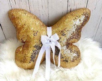 Golden Sequin Butterfly Pillow: Decorative Baby Room Decor