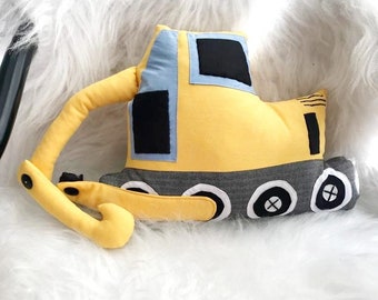 Handmade Bulldozer Pillow: Personalized Kids Room Decor