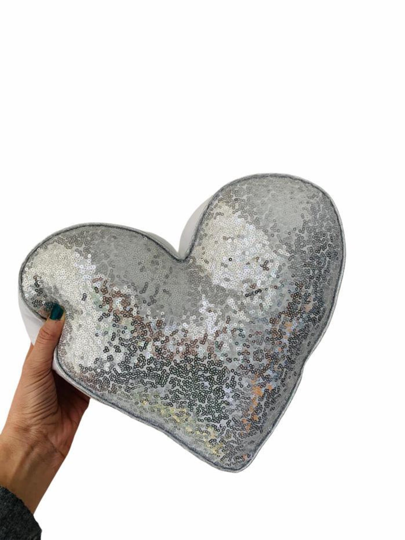 Heart Silver Pillow Decorative Pillow Home Decor Room Etsy