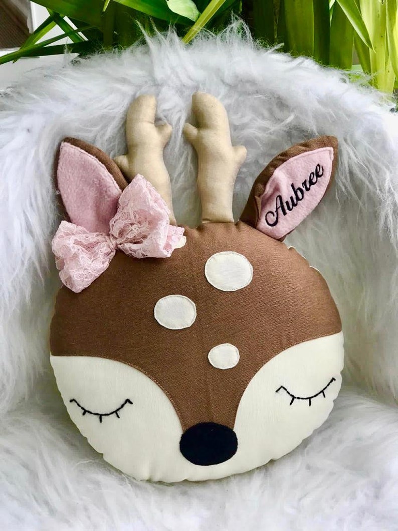 Deer Nursery Pillow Baby Girl Nursery Woodland Pillow Safari Etsy