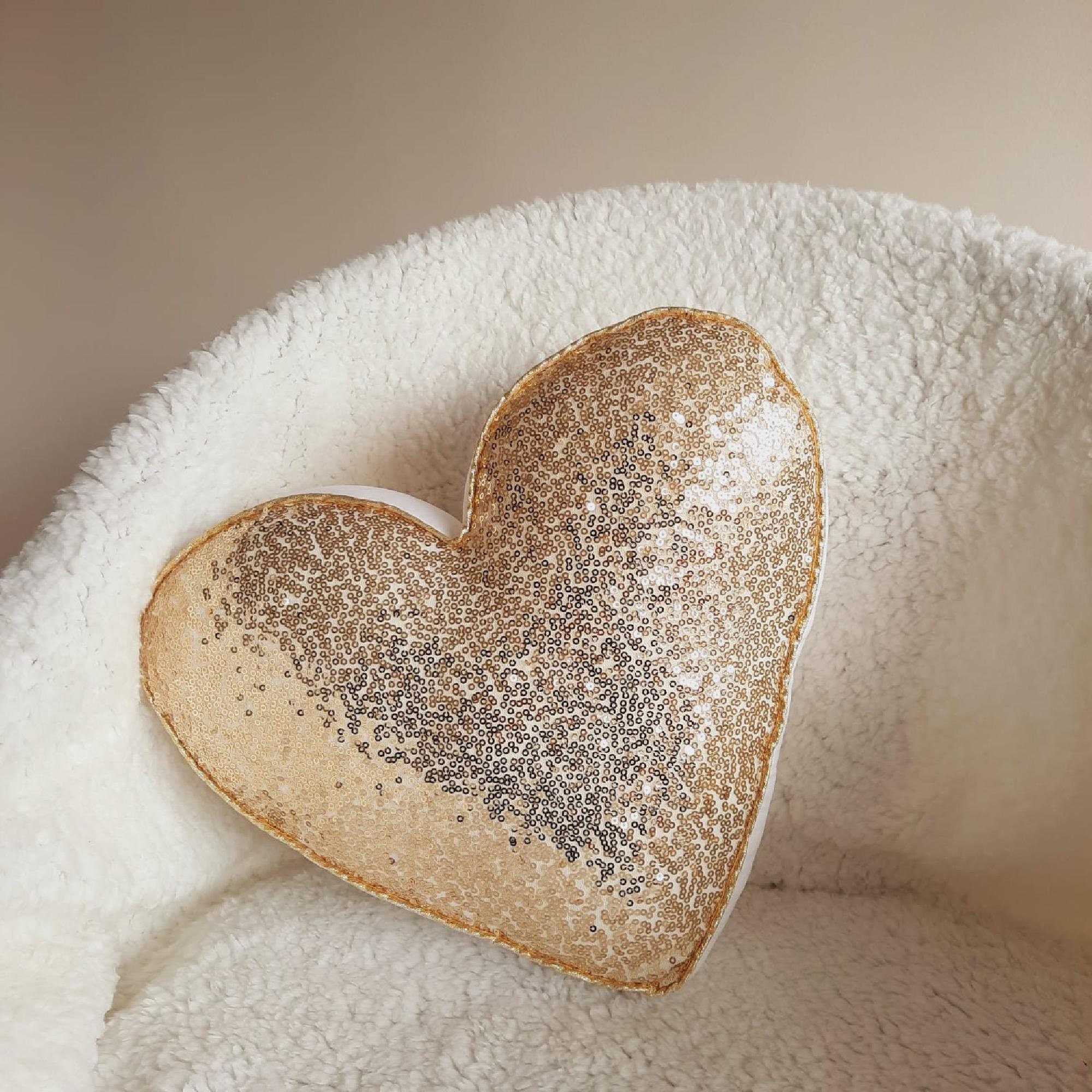 Heart Gold Pillow Decorative Pillow Home Decor Room Etsy