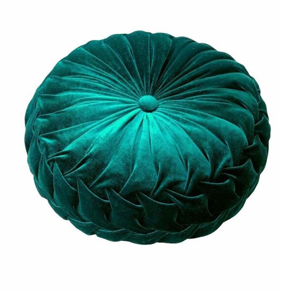 Green Round Pillow Velvet Round Pillow Decorative Velvet Etsy