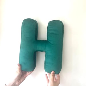 Personalized Pillows, Letter Pillow H ,Personalized Letter Pillow , Emerald Green Velvet Pillow , Name Pillow,