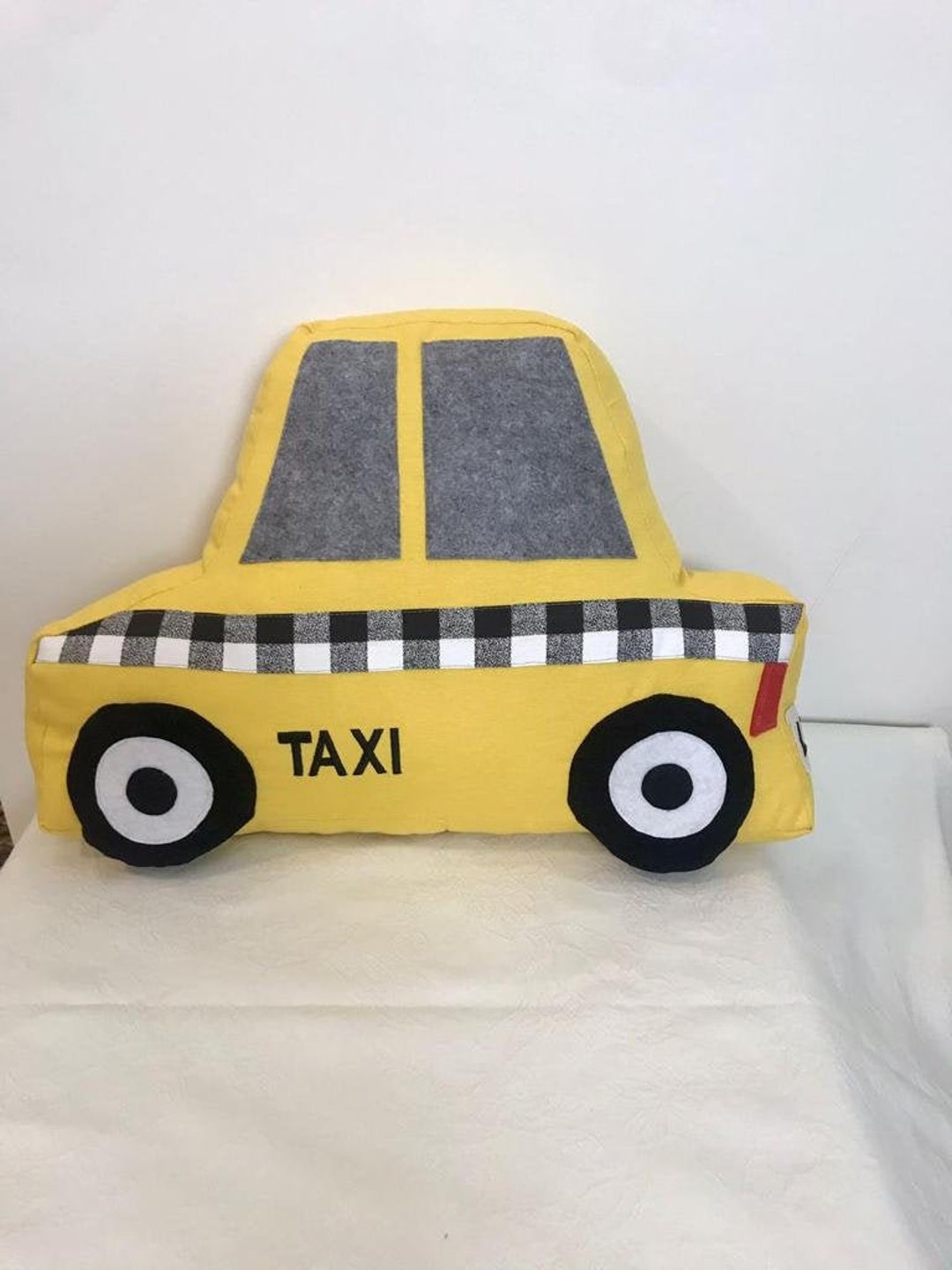 Personalised Taxi Shaped Pillow, Boy's Room Decor Pillow Transportation